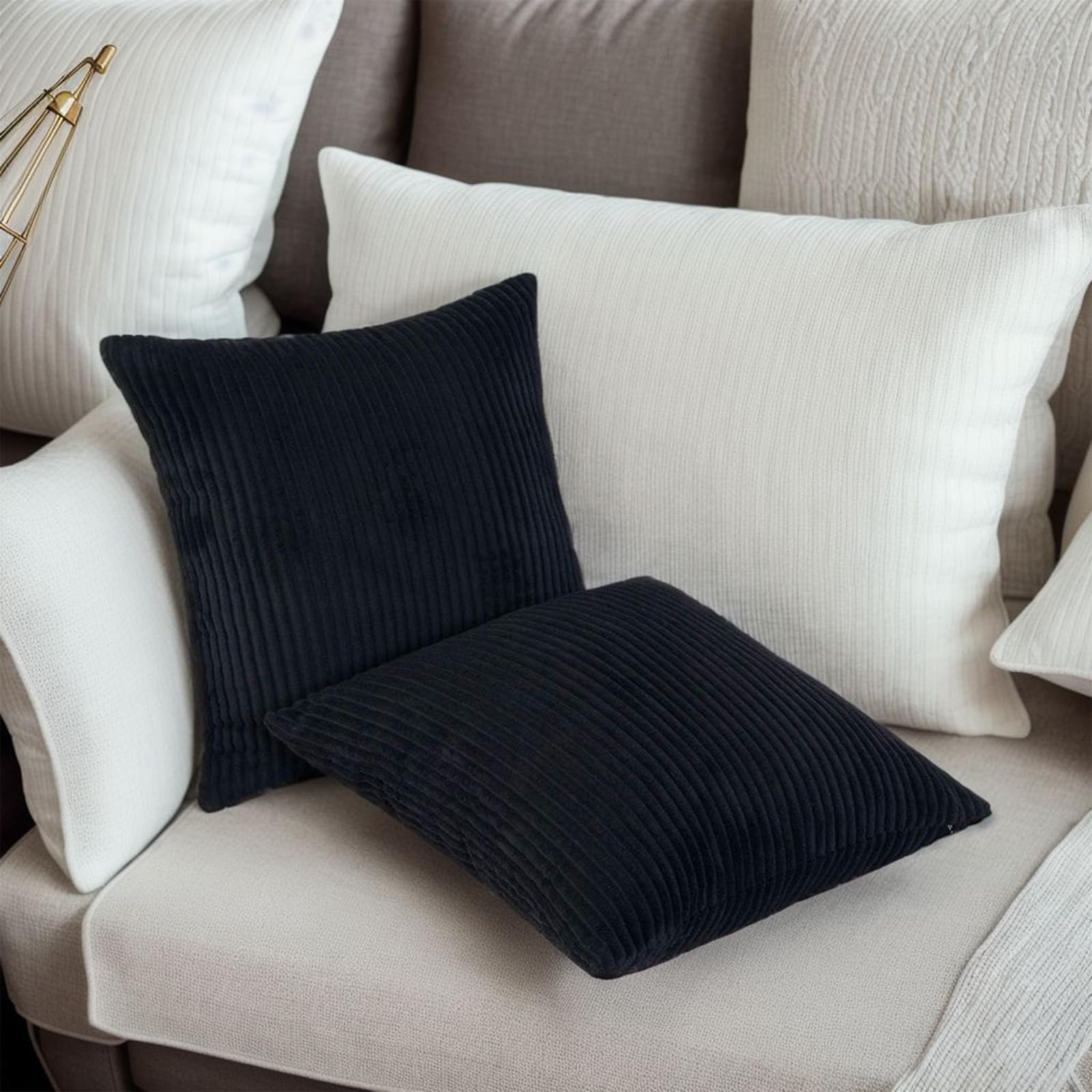 ブラッククッションカバー 2枚セット Amazon.co.jp: クッションカバー (ブラック 18x18インチ (2枚パック